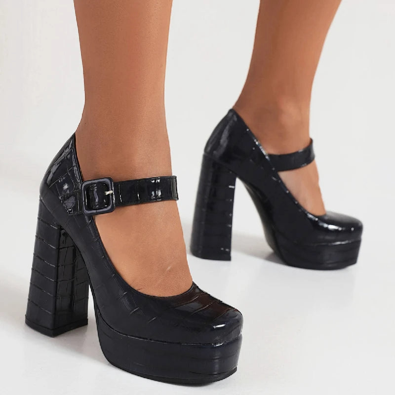 Funki Findz | Shoes | Women's Aligator Pattern High Mary Janes