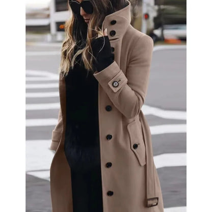 Funki Findz | Jackets | Women's Wool Blend Stand Collar Coat