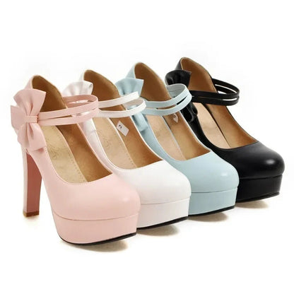 Funki Findz | Shoes | Women's Cute Ankle Bow Wedding Heels