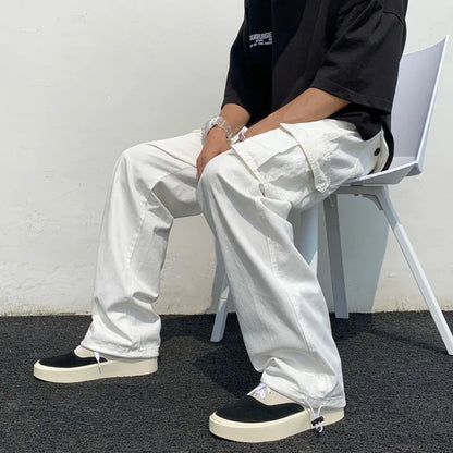 Funki Findz | Pants | Men's Loose Fit Long White Cargo Pants