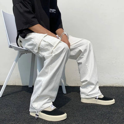 Funki Findz | Pants | Men's Loose Fit Long White Cargo Pants