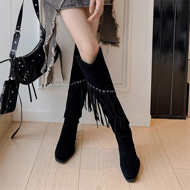 Funki Findz | Boots | Women's Suede Leather Fringe Boots