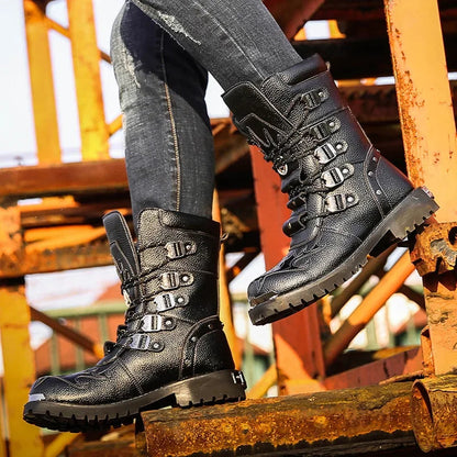 Funki Findz | Boots | Men's Gothic Punk Buckle Strap Biker Boots
