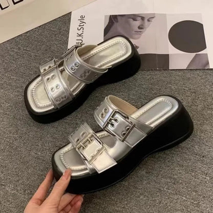 Funki Findz | Shoes | Women's Gothic Punk Low Wedge Slides