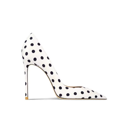 Funki Findz | Shoes | Women's Silk Polka Dot Pointed Toe Heels