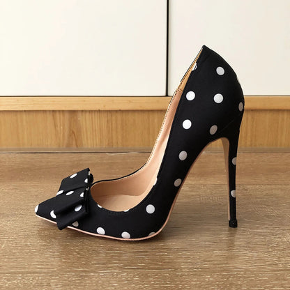 Funki Findz | Shoes | Women's Polka Dot Bowknot Satin Stilettos