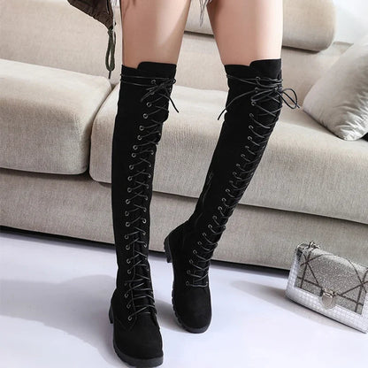Funki Findz | Boots | Women's Over Knee Lace Up Long Boots