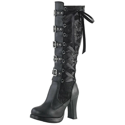 Funki Findz | Boots | Women's Ribbon Lace Up Platform Boots
