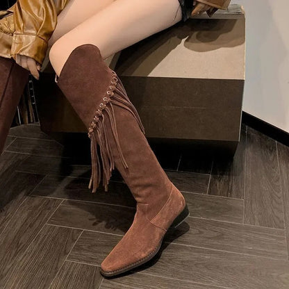 Funki Findz | Boots | Women's Suede Leather Fringe Boots