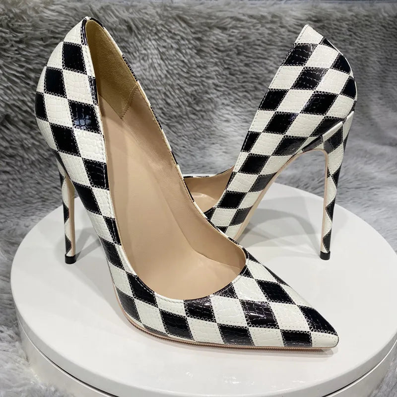 Funki Findz | Shoes | Women's Black and White Checkered Stilettos
