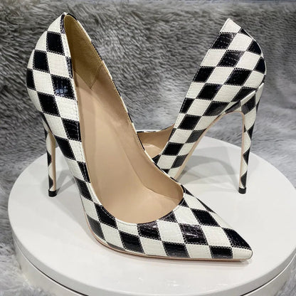 Funki Findz | Shoes | Women's Black and White Checkered Stilettos