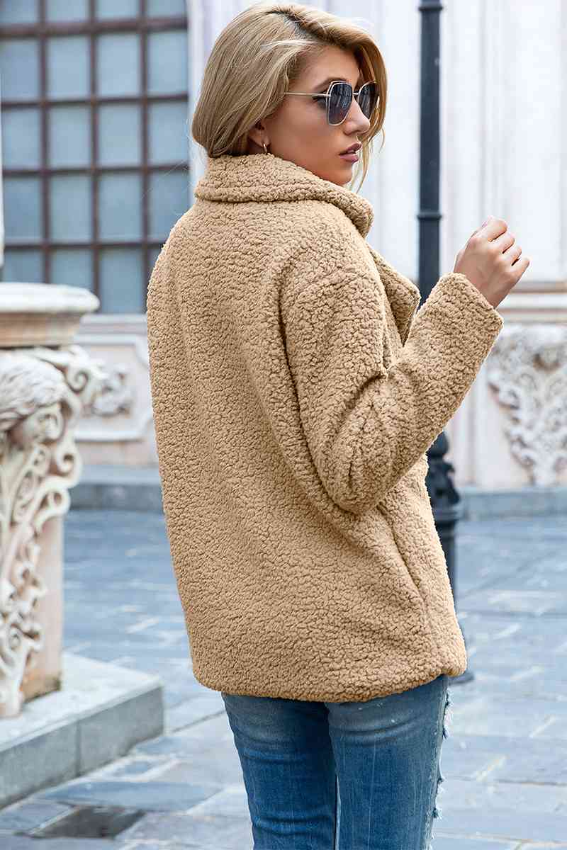 Funki Findz | Jackets | Women's Full Lapel Collar Sherpa Coat