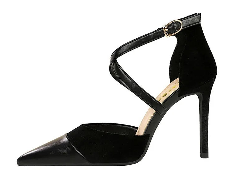 Funki Findz | Shoes | Women's Cross Strap Faux Suede Stilettos