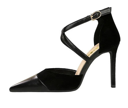 Funki Findz | Shoes | Women's Cross Strap Faux Suede Stilettos