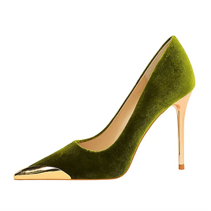 Funki Findz | Shoes | Women's Velvet Stilettos Metal Toe Heel