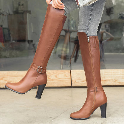 Funki Findz | Boots | Women's High Block Heeled Pull On Boots