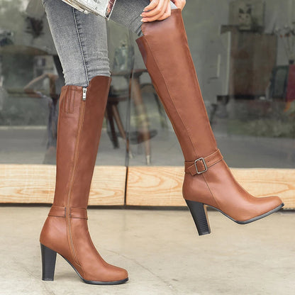 Funki Findz | Boots | Women's High Block Heeled Pull On Boots