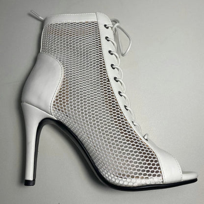 Funki Findz | Boots | Women's Mesh Peep Toe Stiletto Booties