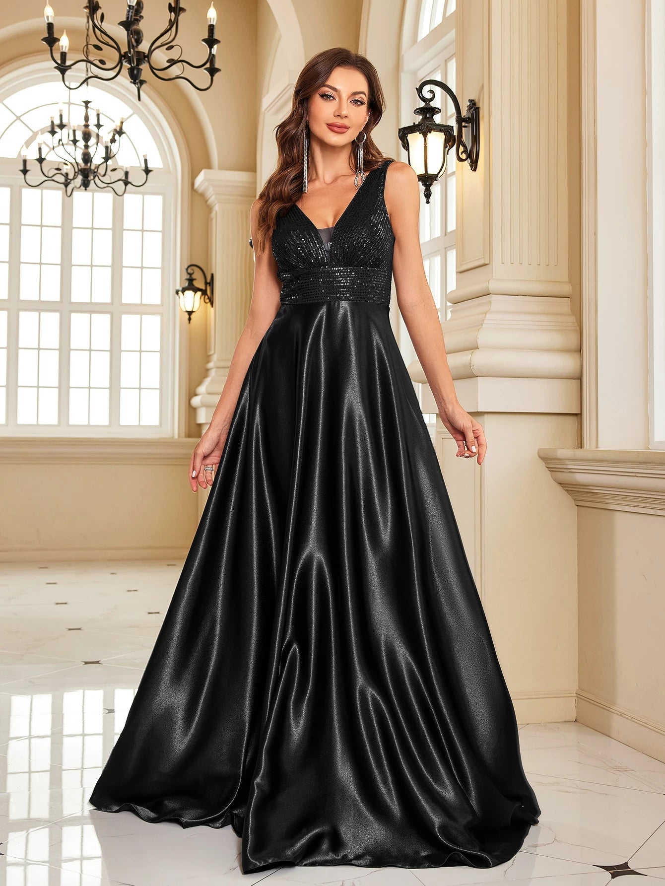 Funki Findz | Dresses | Women's Elegant Satin Sequin Dresses