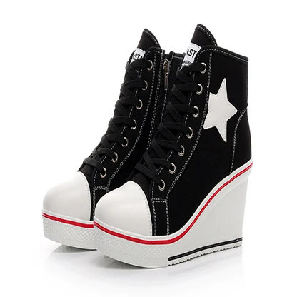 Funki Findz | Boots | Women's Canvas Elevator Platform Sneaker