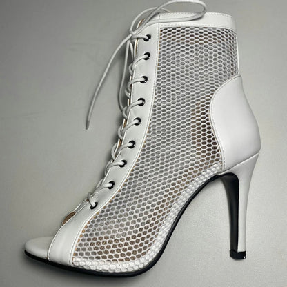Funki Findz | Boots | Women's Mesh Peep Toe Stiletto Booties
