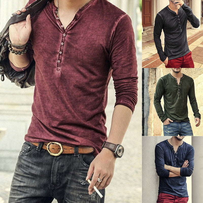Funki Findz | Shirts | Men's Casual Long Sleeve V-Neck Tee Shirt