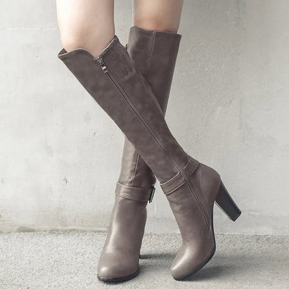 Funki Findz | Boots | Women's High Block Heeled Pull On Boots