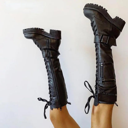 Funki Findz | Boots | Women's Knee High Goth Zip Pouch Boots