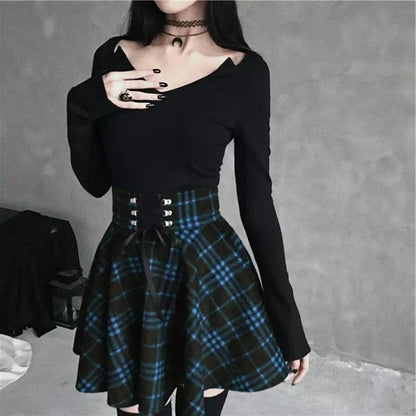 Funki Findz | Skirts | Women's Gothic Retro Punk Plaid Mini Skirt