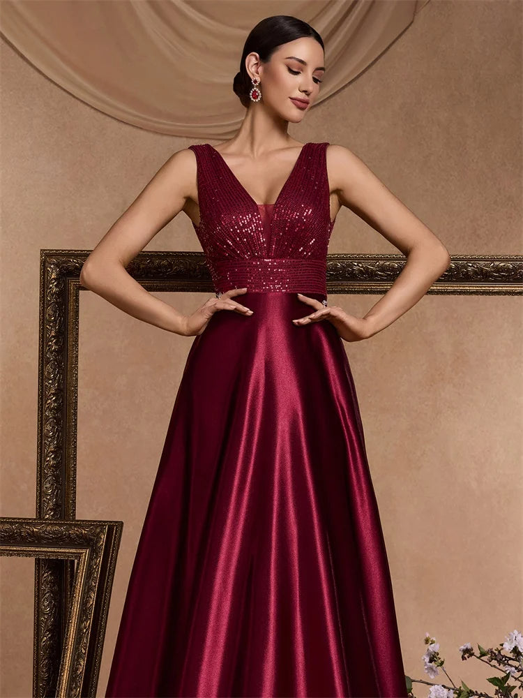 Funki Findz | Dresses | Women's Elegant Satin Sequin Dresses