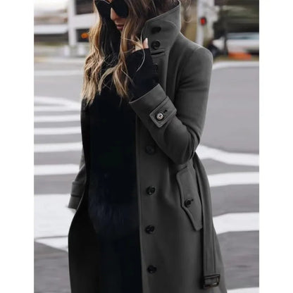Funki Findz | Jackets | Women's Wool Blend Stand Collar Coat