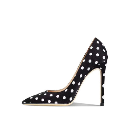 Funki Findz | Shoes | Women's Silk Polka Dot Pointed Toe Heels