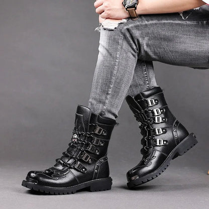 Funki Findz | Boots | Men's Gothic Punk Buckle Strap Biker Boots