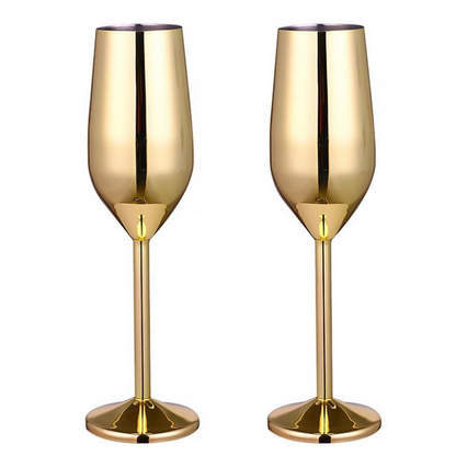 Funki Findz | Glasses | Stainless Steel Champagne Flutes 2 Pcs