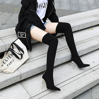 Funki Findz | Boots | Women's Cloth Leopard Print Stiletto Boots