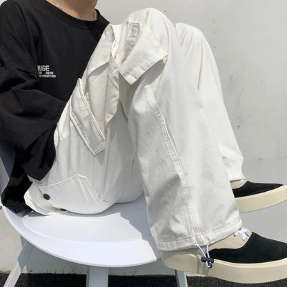 Funki Findz | Pants | Men's Loose Fit Long White Cargo Pants