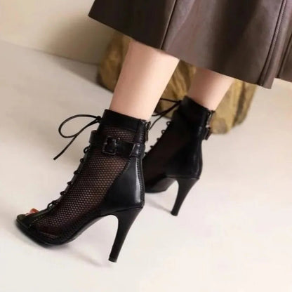 Funki Findz | Boots | Women's Mesh Lace Up Buckle Ankle Boots