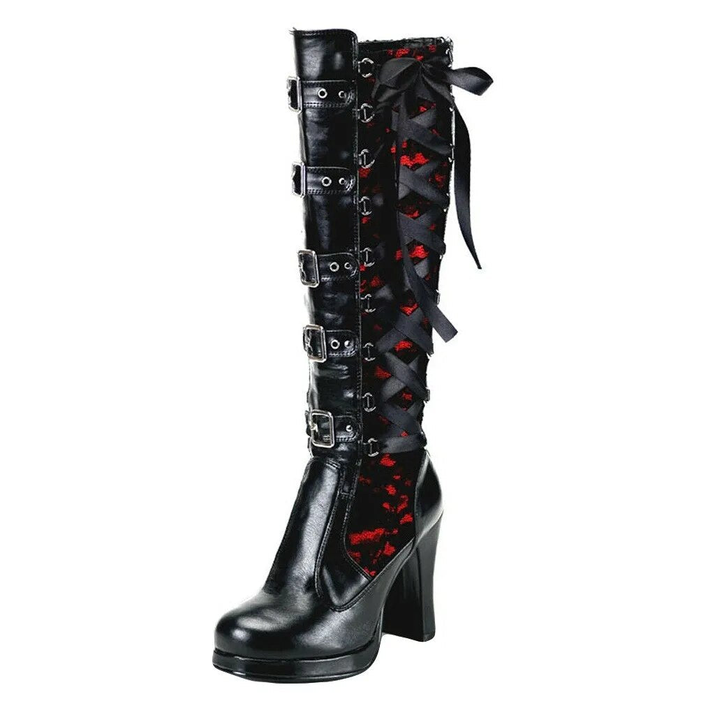 Funki Findz | Boots | Women's Ribbon Lace Up Platform Boots