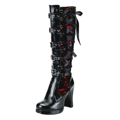 Funki Findz | Boots | Women's Ribbon Lace Up Platform Boots