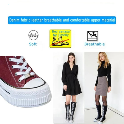Funki Findz | Boots | Women's Lace Up Knee High Canvas Boots