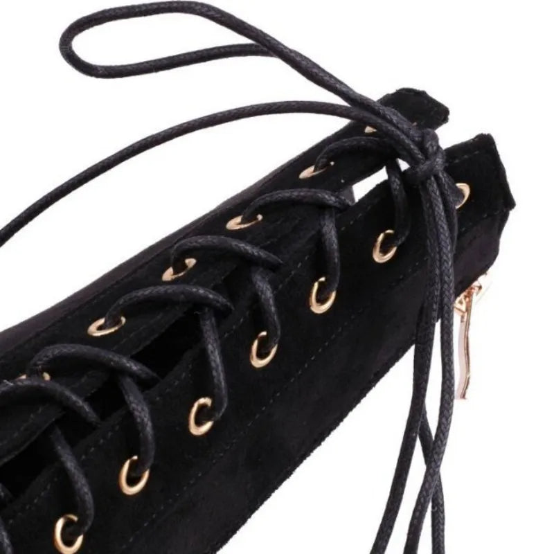 Funki Findz | Boots | Women's Suede Lace Up Stiletto Short Boot