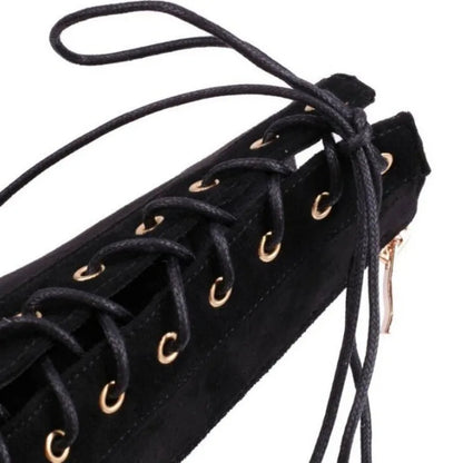 Funki Findz | Boots | Women's Suede Lace Up Stiletto Short Boot