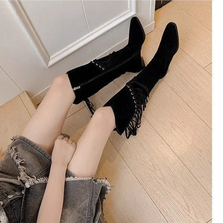 Funki Findz | Boots | Women's Suede Leather Fringe Boots