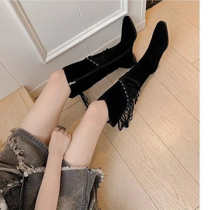 Funki Findz | Boots | Women's Suede Leather Fringe Boots