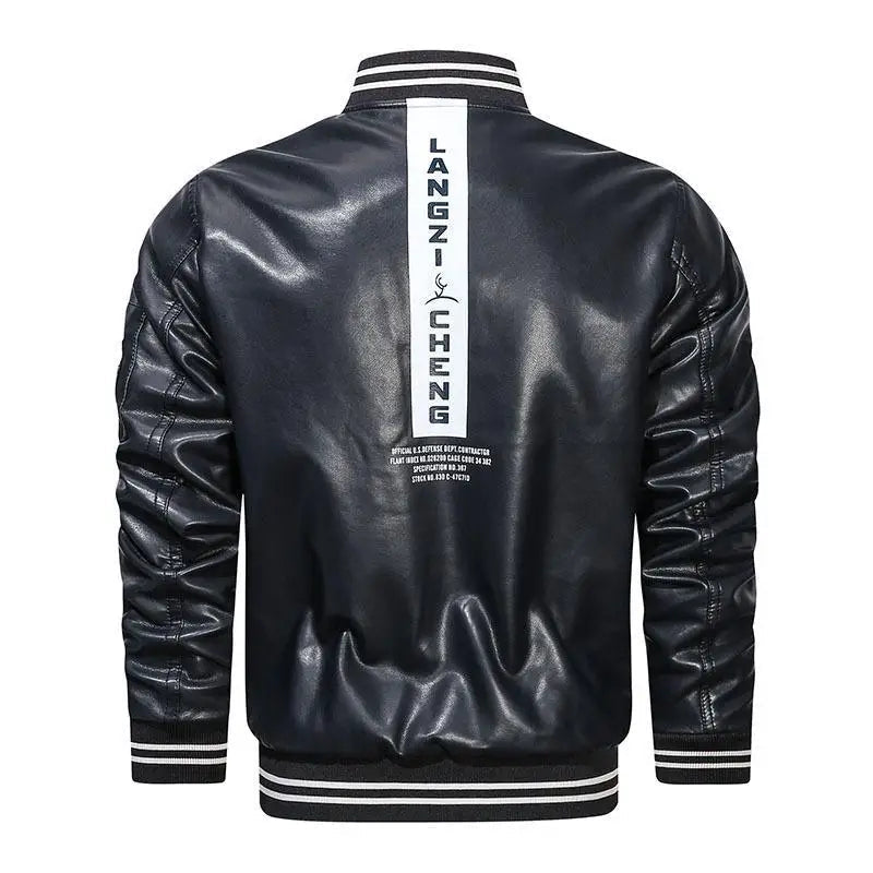 Funki Findz | Jackets | Men's Casual PU Leather Racer Jacket