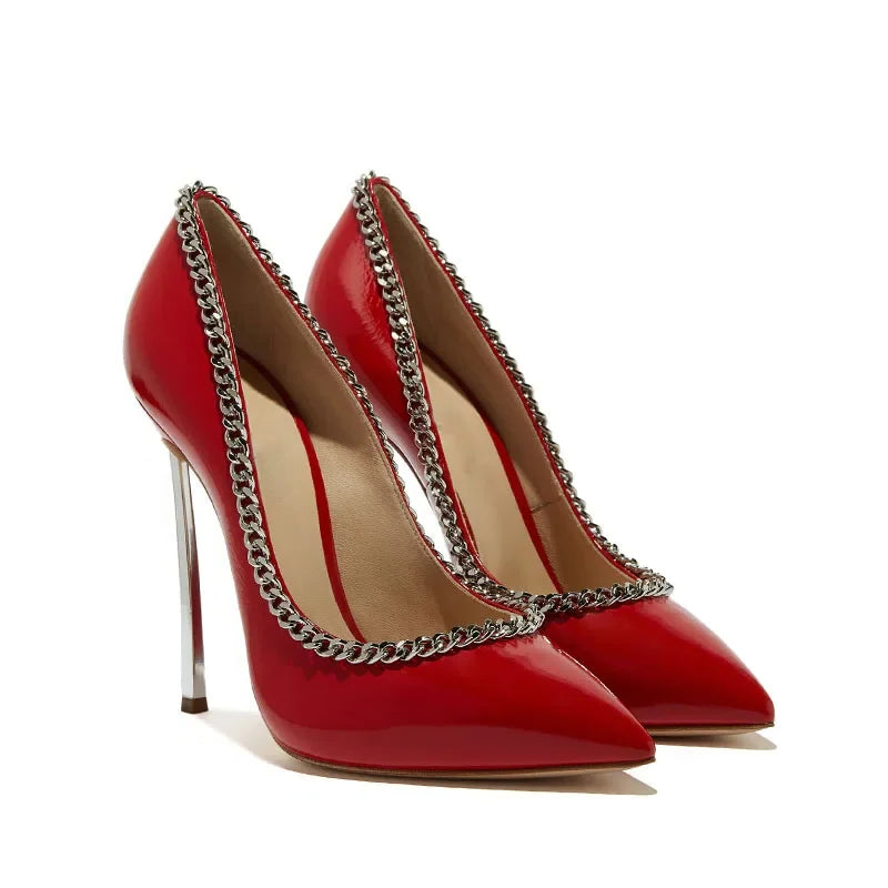 Funki Findz | Shoes | Women's Metal Heel Chain Design Stilettos