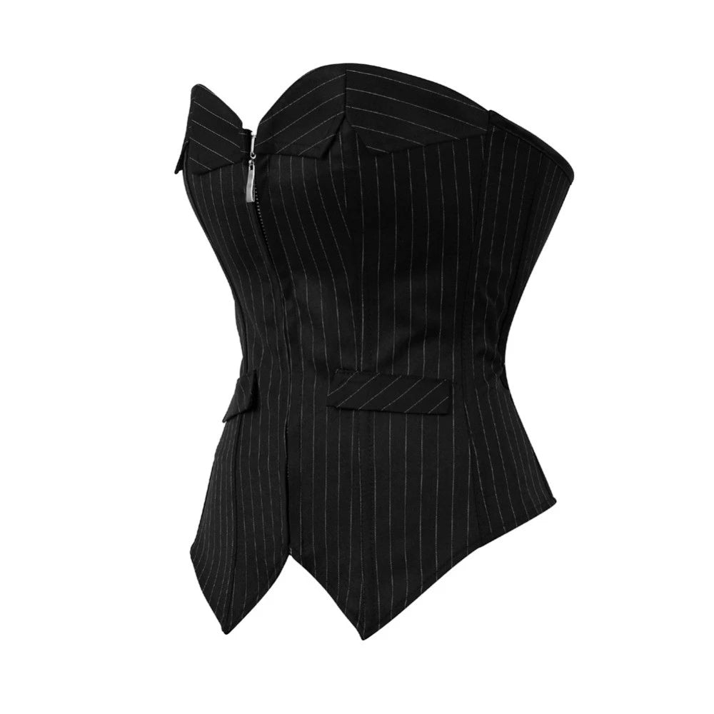 Funki Findz | Lingerie | Women's Black Pin Striped Zip Up Corset