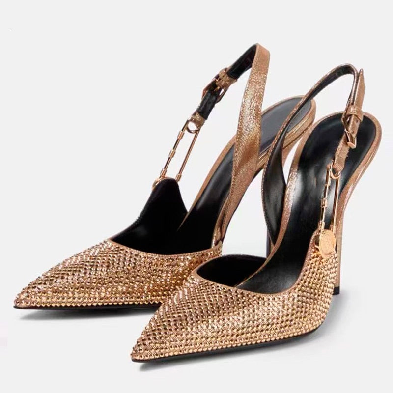 Funki Findz | Shoes | Women's Metallic Beaded High Slingbacks