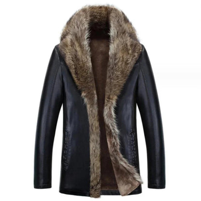 Funki Findz | Jackets | Men's Real Leather Warm Fur Collar Coat