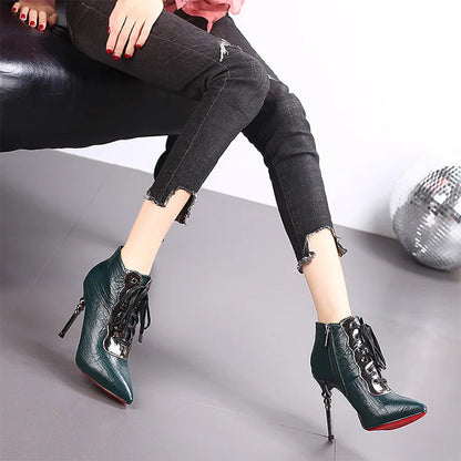 Funki Findz | Boots | Women's High Heeled Lace-up Ankle Boots
